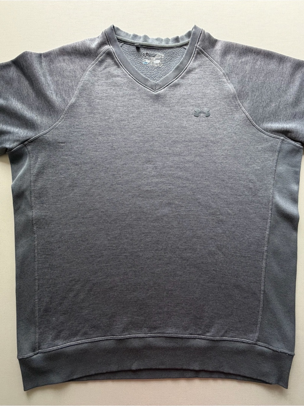 Under Armour ColdGear Gray Solid Fleece Logo Pullover V-Neck Sweatshirt Men's XL